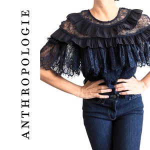 Current Air Ruffle Lace Embroided Blouse Top Sz XS